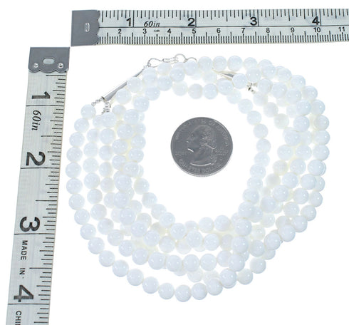 3-Strand Mother of Pearl Sterling Silver Native American Bead Necklace NX12124