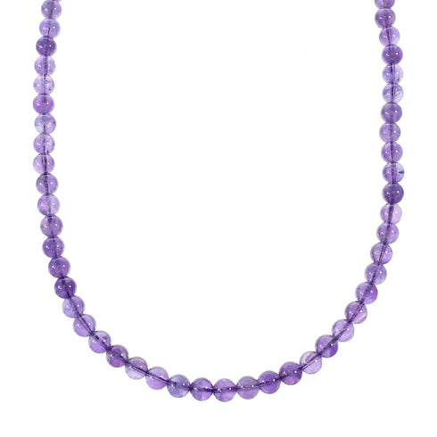 Navajo Sterling Silver Amethyst Bead Necklace NX12103