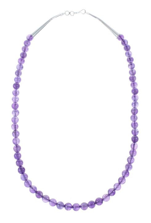 Navajo Sterling Silver Amethyst Bead Necklace NX12103