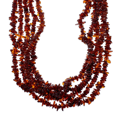 Amber And Sterling Silver 5-Strand Southwest Bead Necklace NX12101