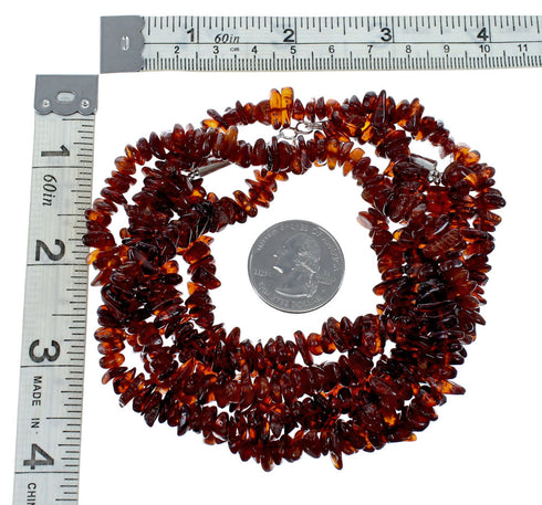 Amber And Sterling Silver 3-Strand Southwest Bead Necklace NX12100