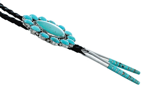 Genuine Navajo Turquoise Sterling Silver Native American Bolo Tie NX12108