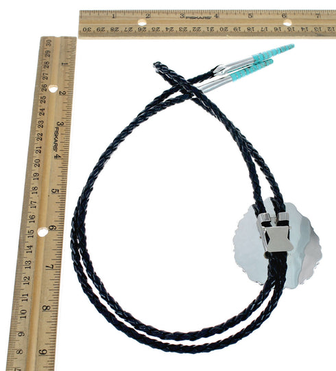 Genuine Navajo Turquoise Sterling Silver Native American Bolo Tie NX12108