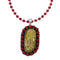 Native American Coral and Amber Bead Sterling Silver Necklace Pendant Set NX12106