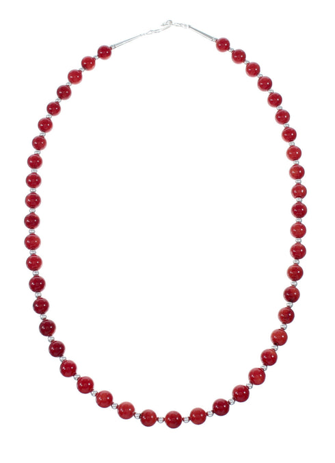 Navajo Coral and Amber Bead Sterling Silver Necklace Pendant Set NX12107