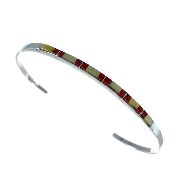 Zuni Multicolor Authentic Sterling Silver Jewelry Cuff Bracelet NX12122