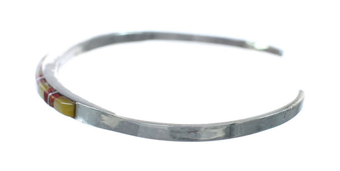 Zuni Multicolor Authentic Sterling Silver Jewelry Cuff Bracelet NX12122