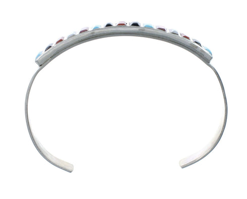 Zuni Multicolor Authentic Sterling Silver Jewelry Cuff Bracelet AX127696