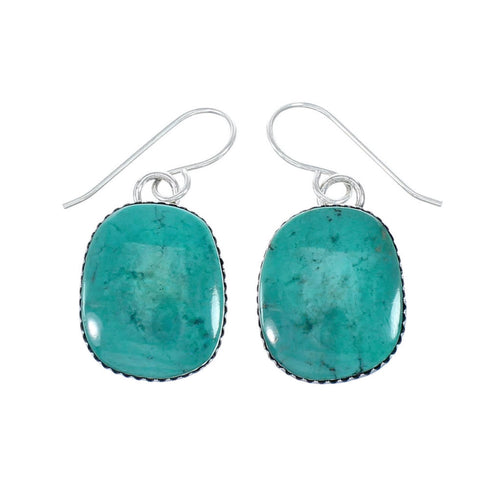 Native American Turquoise Sterling Silver Hook Dangle Navajo Earrings NX12111