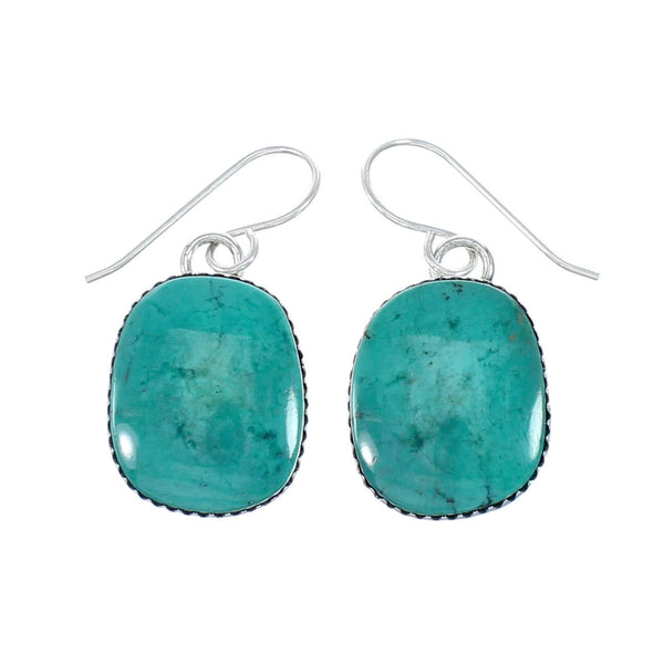 Native American Turquoise Sterling Silver Hook Dangle Navajo Earrings NX12111
