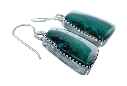 Navajo Turquoise Sterling Silver Hook Dangle Earrings NX12112