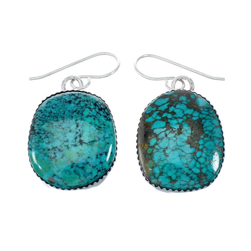 Navajo Turquoise Sterling Silver Hook Dangle Earrings NX12114