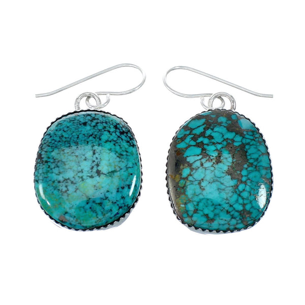 Navajo Turquoise Sterling Silver Hook Dangle Earrings NX12114