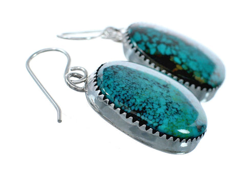 Navajo Turquoise Sterling Silver Hook Dangle Earrings NX12114