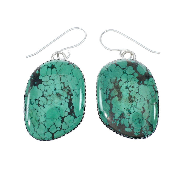 Navajo Turquoise Sterling Silver Hook Dangle Earrings Native American NX12117