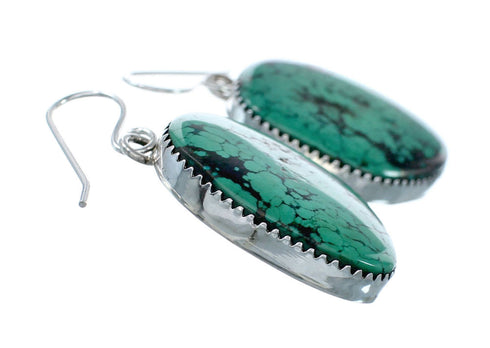 Navajo Turquoise Sterling Silver Hook Dangle Earrings Native American NX12117