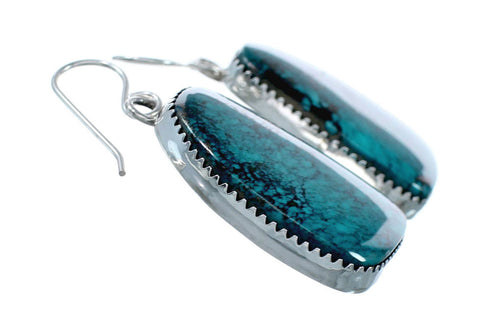 Navajo Turquoise Sterling Silver Hook Dangle Earrings Native American NX12118