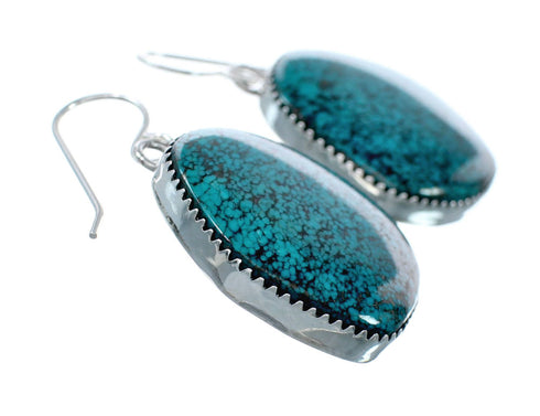 Navajo Turquoise Sterling Silver Hook Dangle Earrings Native American NX12119