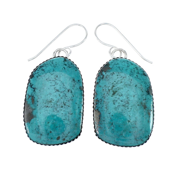 Navajo Turquoise Sterling Silver Hook Dangle Earrings Native American NX12120