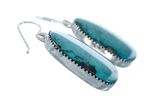 Navajo Turquoise Sterling Silver Hook Dangle Earrings Native American NX12120