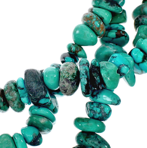 Navajo 3-Strand Sterling Silver Kingman Turquoise Bead Necklace NX12128