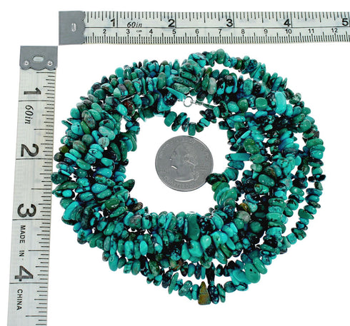 Navajo 3-Strand Sterling Silver Kingman Turquoise Bead Necklace NX12128