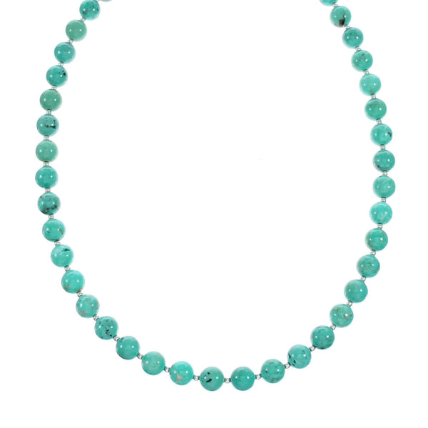 Genuine Navajo Turquoise Sterling Silver Bead Necklace NX12131