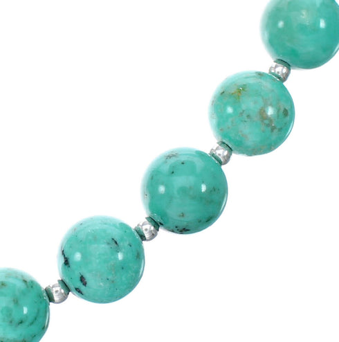 Genuine Navajo Turquoise Sterling Silver Bead Necklace NX12131