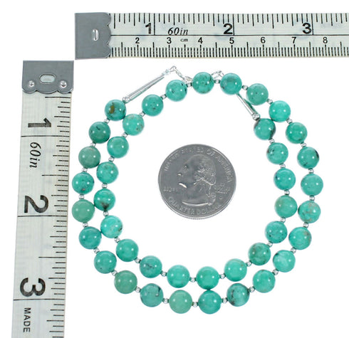 Genuine Navajo Turquoise Sterling Silver Bead Necklace NX12131