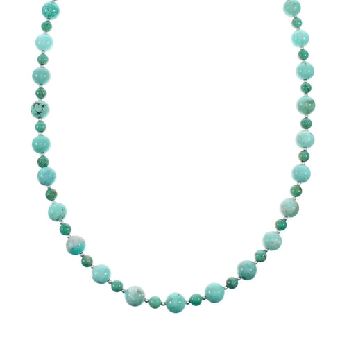 Genuine Navajo Turquoise Sterling Silver Bead Necklace NX12132