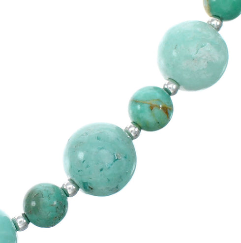 Genuine Navajo Turquoise Sterling Silver Bead Necklace NX12132
