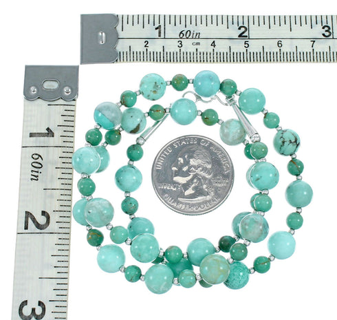 Genuine Navajo Turquoise Sterling Silver Bead Necklace NX12132