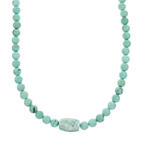 Genuine Navajo Turquoise Bead Sterling Liquid Silver Necklace NX12134