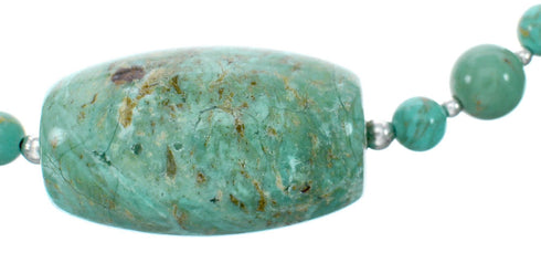 Navajo Turquoise Bead Sterling Liquid Silver Native American Necklace NX12135