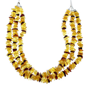 3-Strand Amber Sterling Silver Native American Adjustable Bead Necklace NX12139