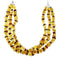 3-Strand Amber Sterling Silver Native American Adjustable Bead Necklace NX12139