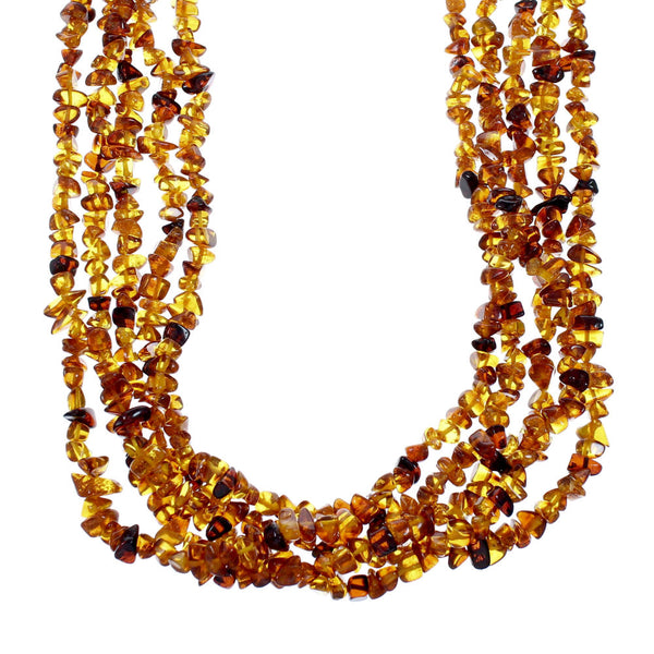 5-Strand Amber Sterling Silver Native American Bead Necklace NX12140