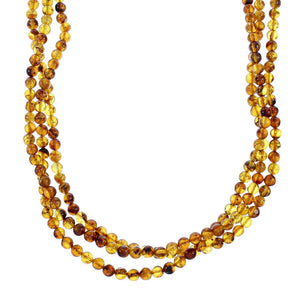 3-Strand Amber Sterling Silver Native American Bead Necklace NX12141