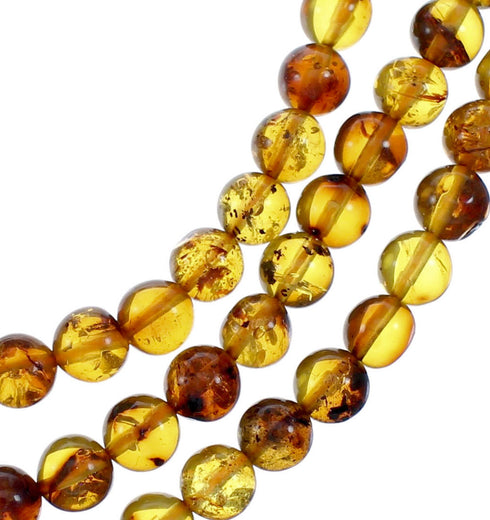3-Strand Amber Sterling Silver Native American Bead Necklace NX12141