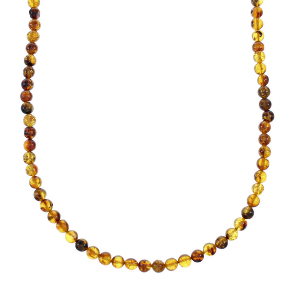 Amber Sterling Silver Native American Bead Necklace NX12142