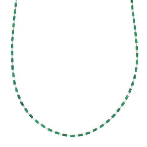 Hand Strung Liquid Silver Malachite Necklace NX12146