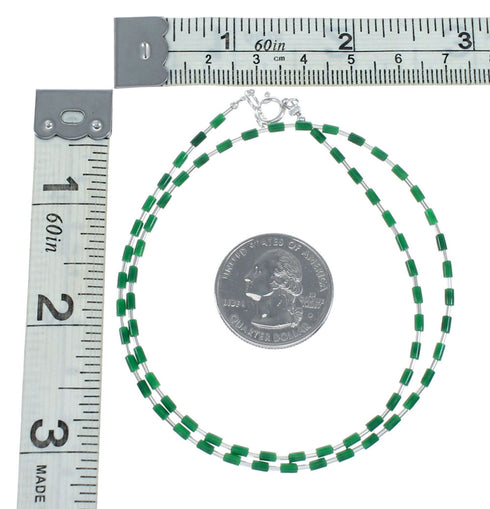 Hand Strung Liquid Silver Malachite Necklace NX12146
