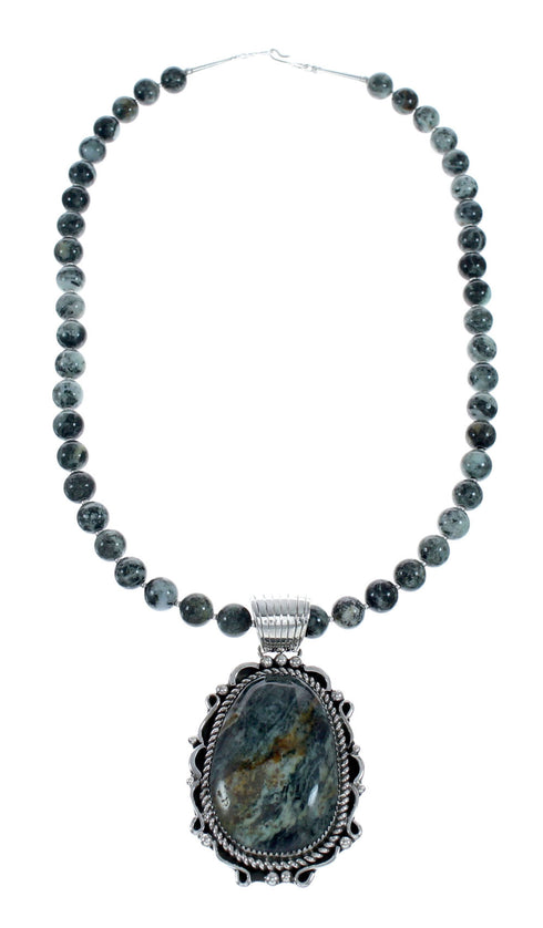 Genuine Sterling Silver Green Opal Bead Necklace Pendant Set NX12148
