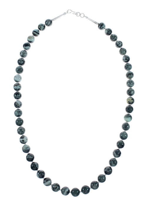 Native American Navajo Sterling Silver Green Opal Bead Necklace Pendant Set NX12149