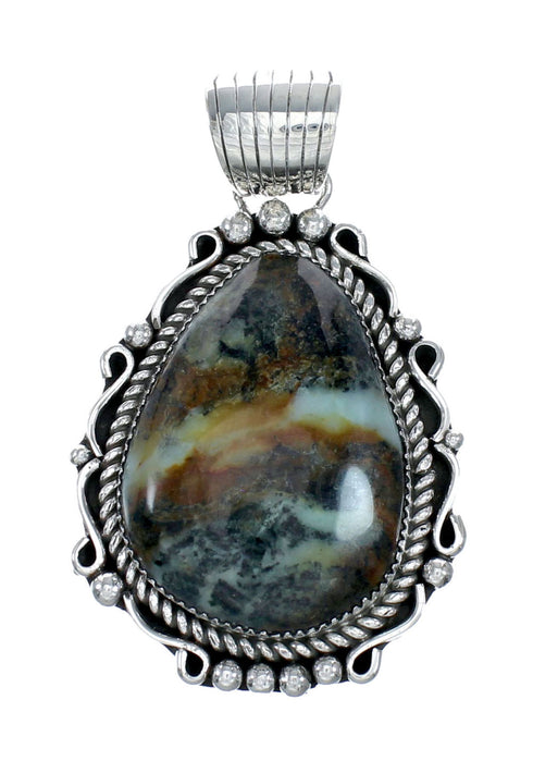 Navajo Sterling Silver Green Opal Bead Necklace Pendant Set NX12150