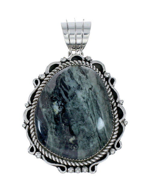 Navajo Sterling Silver Green Opal Bead Necklace Pendant Set NX12151