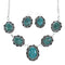Authentic Navajo Sterling Silver Turquoise Link Necklace Earrings Set NX12153