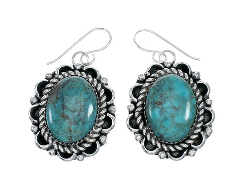 Authentic Navajo Sterling Silver Turquoise Link Necklace Earrings Set NX12153