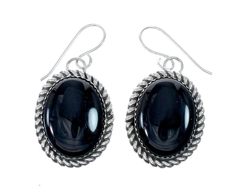 Authentic Navajo Sterling Silver Onyx Link Necklace Earrings Set NX12154