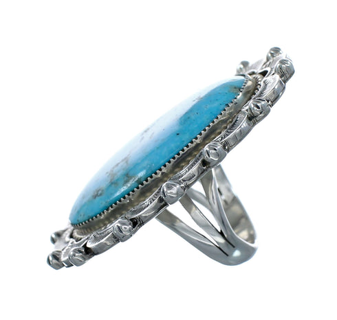 Genuine Turquoise Sterling Silver Navajo Statement Ring Size 6 NX12152